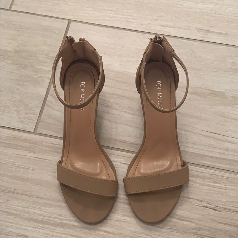 Nude Ankle Strap Heels